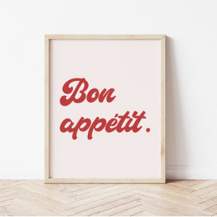 Minimal Retro-skript 'Bon Appétit' Kitchen Poster