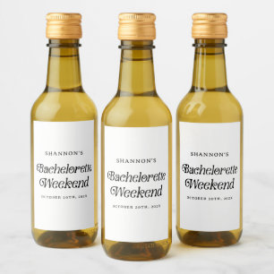 Minimal Retro Svart och Vitt Möhippa Vinetikett