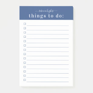 Minimal retro-typografi Blue Monogram Post-it Block