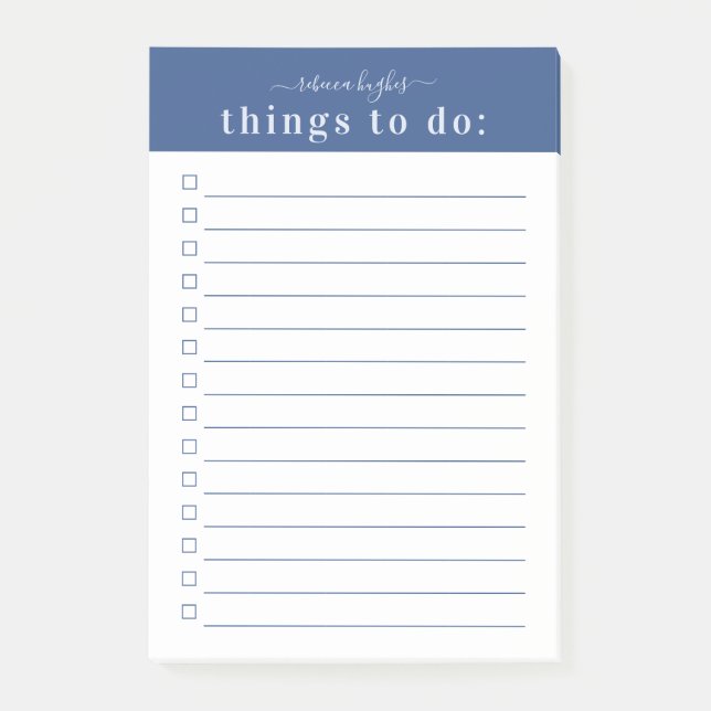 Minimal retro-typografi | Blue Monogram Post-it Block (Framsida)