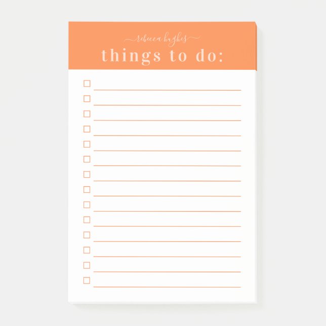 Minimal Retro Typografi | Orange Monogram Post-it Block (Framsida)