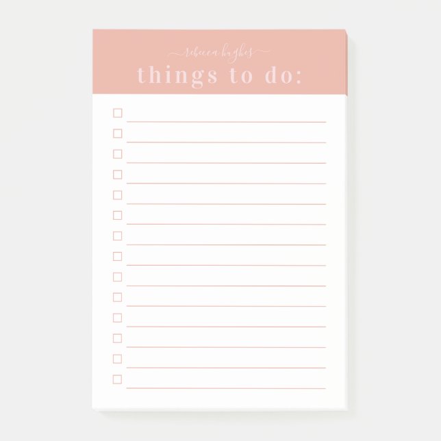 Minimal retro-typografi | Rosa Monogram Post-it Block (Framsida)