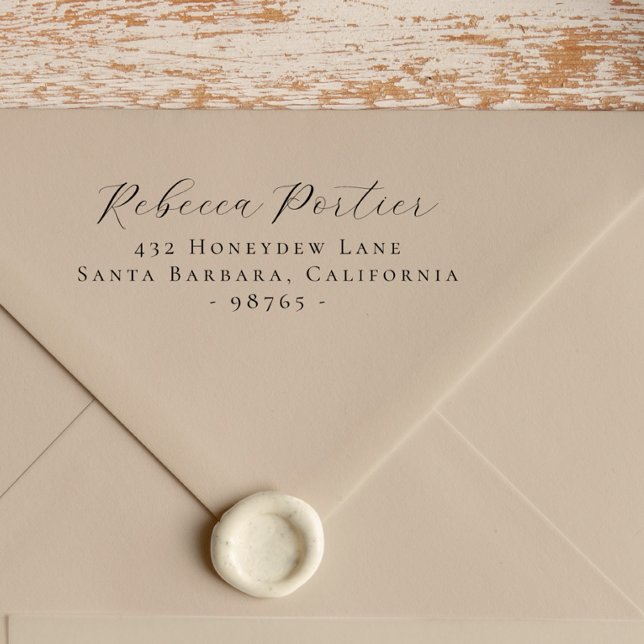 Minimal Returadress för enkel Elegant Stämpel (Simple Elegant Calligraphy Minimal Return Address Rubber Stamp)