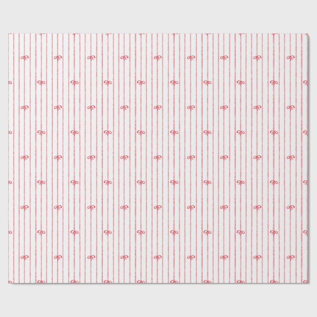 Minimal röd bow-randig julpresentpapper presentpapper (Platt)