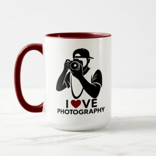 Minimal röd hjärta Fotografi älskare Kaffe Mugg