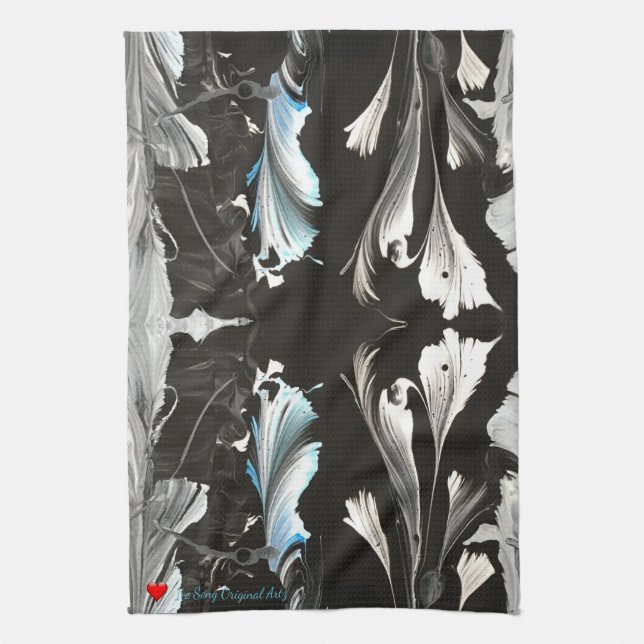 Minimal röd hjärtvit svart blå originalgarden kökshandduk (Vertikal)