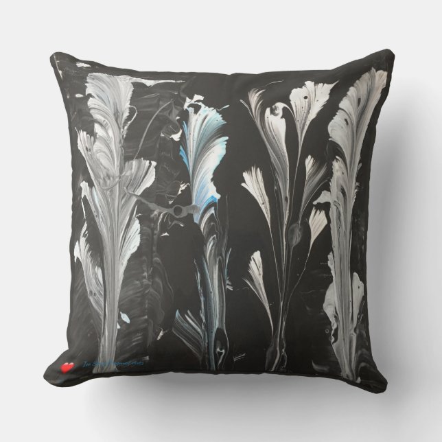 Minimal röd hjärtvit svart blå originalgarden kudde (Framsida)