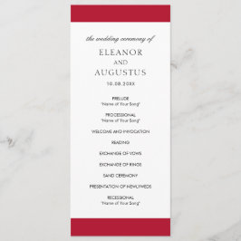 Minimal Röd Klassisk Enkel Elegant Bröllop Program