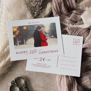 Minimal röd marry liten jul Spara datumet Helg Vykort