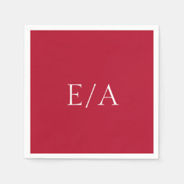 Minimal röd monogram enkel Elegant bröllop Pappersservett