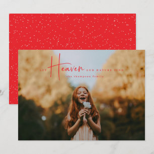 Minimal röd Religiösa-Helgdag-fotokort Julkort