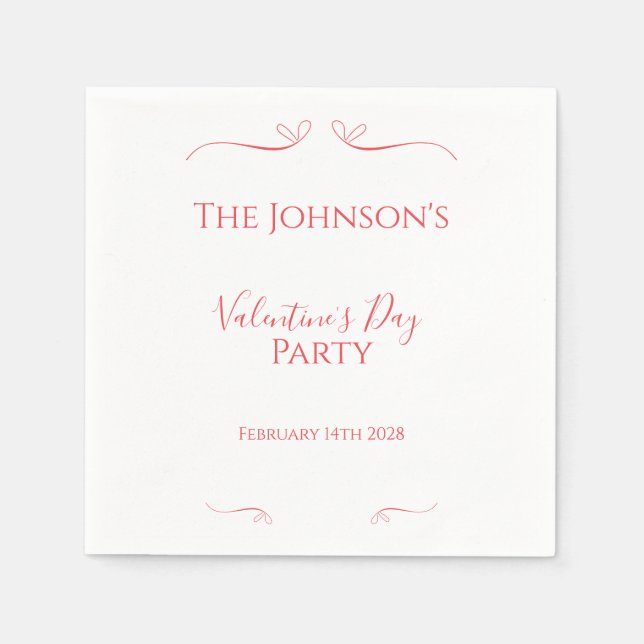 Minimal röd Rosa Alla hjärtans dag Party Pappersservett (Framsidan)