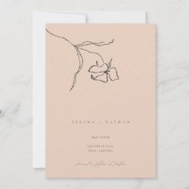 Minimal Röda Toner Diskret Fin Konst Blommig Bröll Spara Datumet