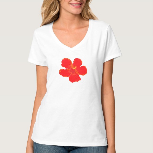 Minimal rödblommor, sommartid T-Shirt (Framsida)