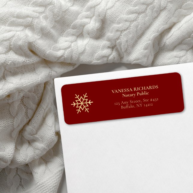Minimal rödsnöflake Notary Public Return Returadress Etikett (Skapare uppladdad)