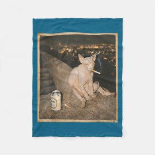 Minimal rökande Sphynx katt meme rolig Fleecefilt