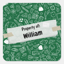 Minimal Roligt skolleveranser Mönster Personlig S Fyrkantigt Klistermärke