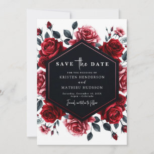 Minimal Romantik Crimson Red Bröllop Spara Datumet