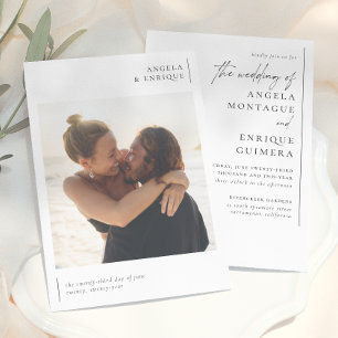 Minimal romantisk Elegant, typografi, foto Bröllop Inbjudningar