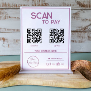 Minimal rosa 2 QR-kodssökning för betala Poster