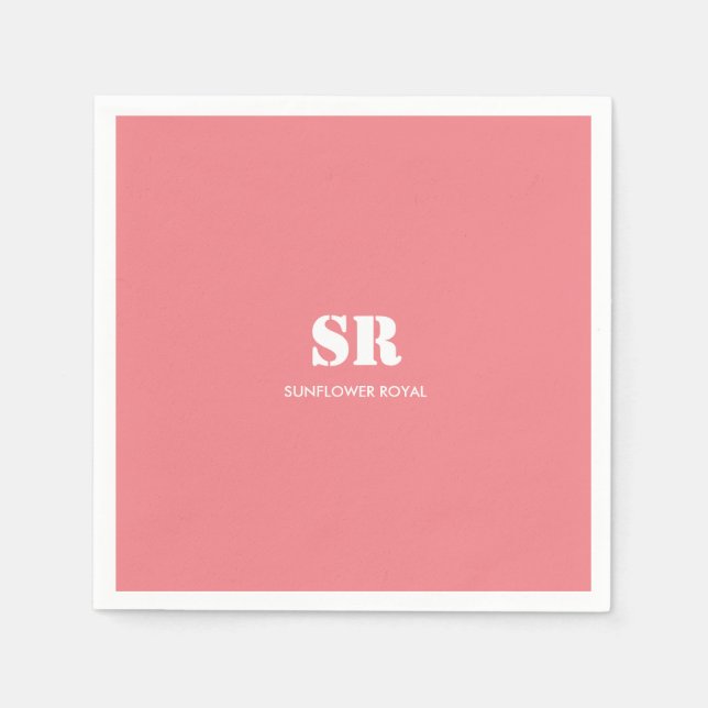 Minimal Rosa av monogram Elegant Pappersservett (Framsidan)