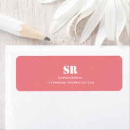 Minimal Rosa av monogram Elegant Returadress Etikett