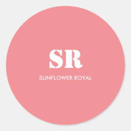 Minimal Rosa av monogram Elegant Runt Klistermärke