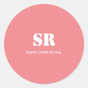 Minimal Rosa av monogram Elegant Runt Klistermärke