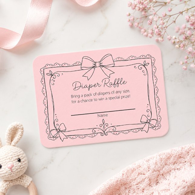 Minimal Rosa Båge Blöja Lotteri Insats Tilläggskort (Skapare uppladdad)