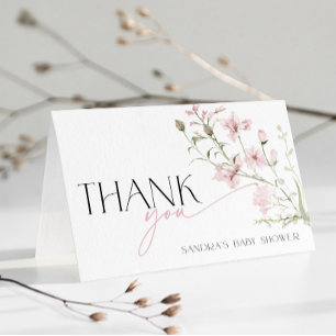 Minimal rosa blommande baby tack kort