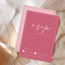 Minimal Rosa Bröllop OSA-skriptkort för Magenta