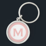 Minimal Rosa Classic Monogram Initial Brev Rund Silverfärgad Nyckelring<br><div class="desc">Modern engrammad nyckelkedja med en inledande monogram i rosa och vitt.</div>