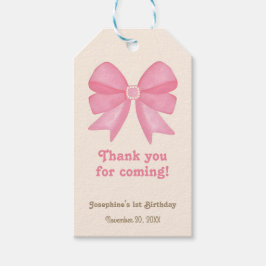 Minimal Rosa för kute Bow Birthday Tack Presentetikett