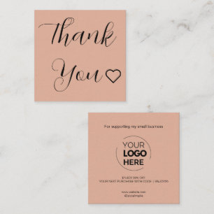 Minimal Rosa för modernt Tack Rabattkort