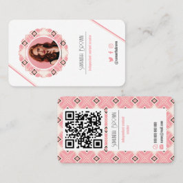 Minimal Rosa Foto QR-kod, mönster Visitkort