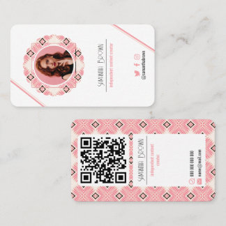 Minimal Rosa Foto QR-kod, mönster Visitkort