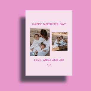 Minimal rosa fotokollage Anpassad mors dag Kort