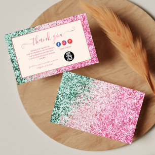 Minimal rosa glitterstil tack kort