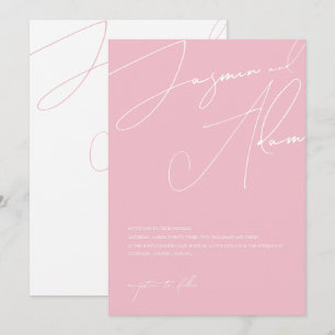 Minimal Rosa Godisskrift Typografi Bröllop Inbjudningar