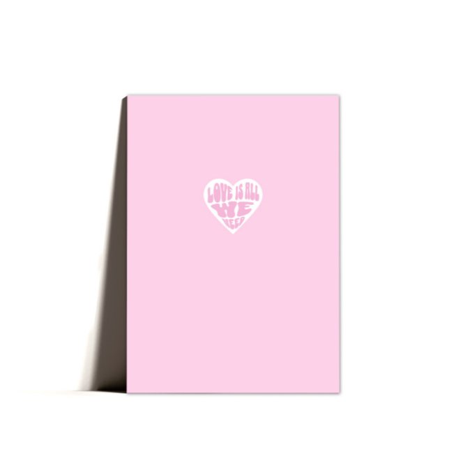 Minimal Rosa Heart Kärlek Valentines day Helgkort (Skapare uppladdad)
