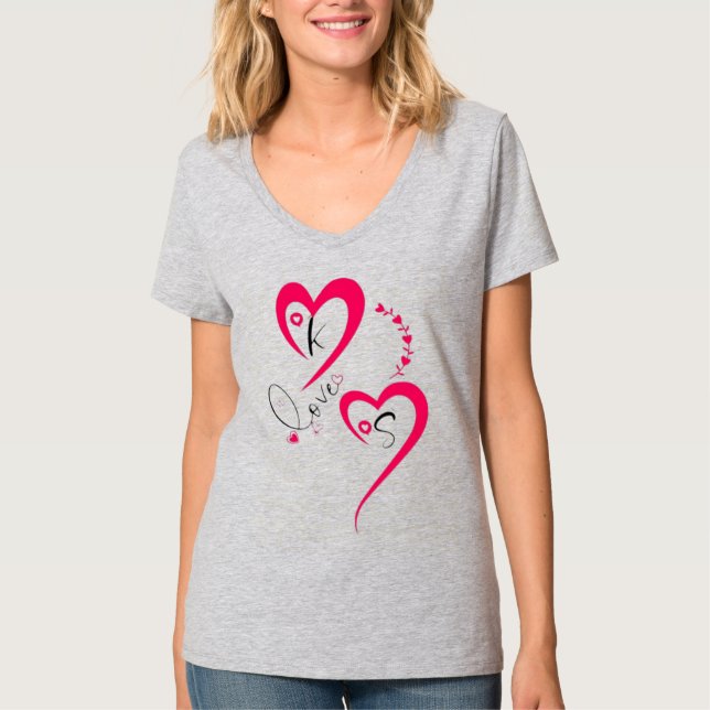 Minimal Rosa Hjärtkärlek T Shirt (Framsida)