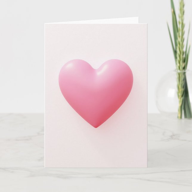 Minimal Rosa Hjärtkort Kort (Framsida)