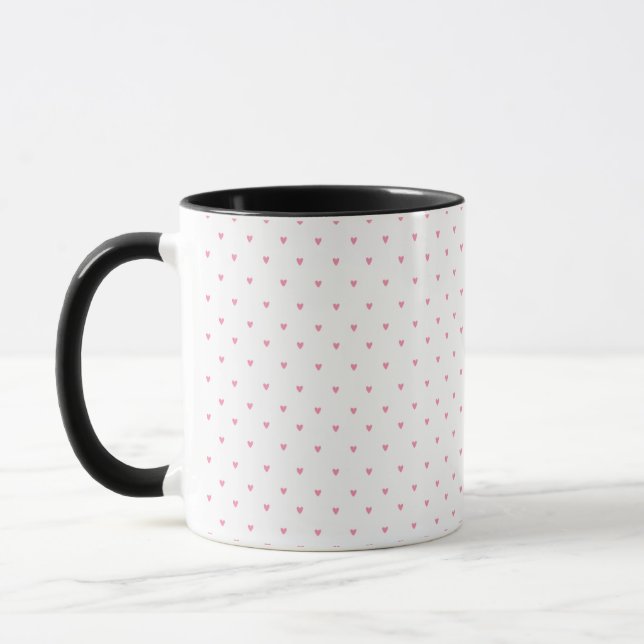 Minimal Rosa Hjärtmönstrad Mugg (Vänster)