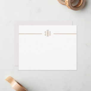 Minimal Rosa + Kamelmonogramanteckningskortstation Anteckningskort