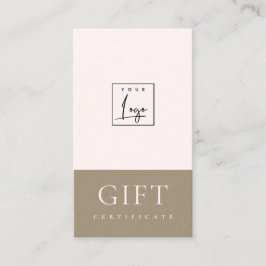 Minimal Rosa Kraft Logotyp Gift-certifikat Visitkort