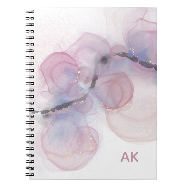 Minimal Rosa Lila Glitter Monogram alkohol Bläck Anteckningsbok (Framsidan)