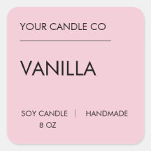 Minimal rosa ljusetikett – Vanilj soja ljus