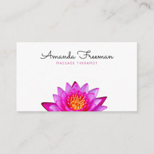 Minimal Rosa Lotus Flower Massage Therapy Visitkort