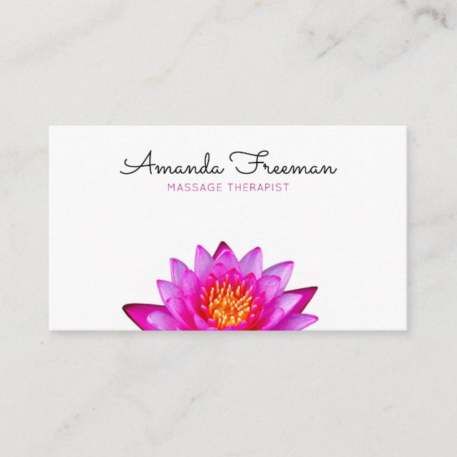 Minimal Rosa Lotus Flower Massage Therapy Visitkort (Framsida)