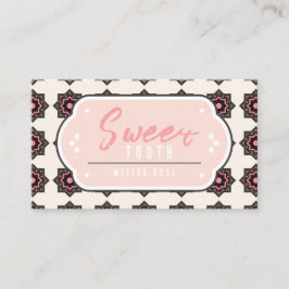 Minimal Rosa med Mönster och QR-kod Visitkort